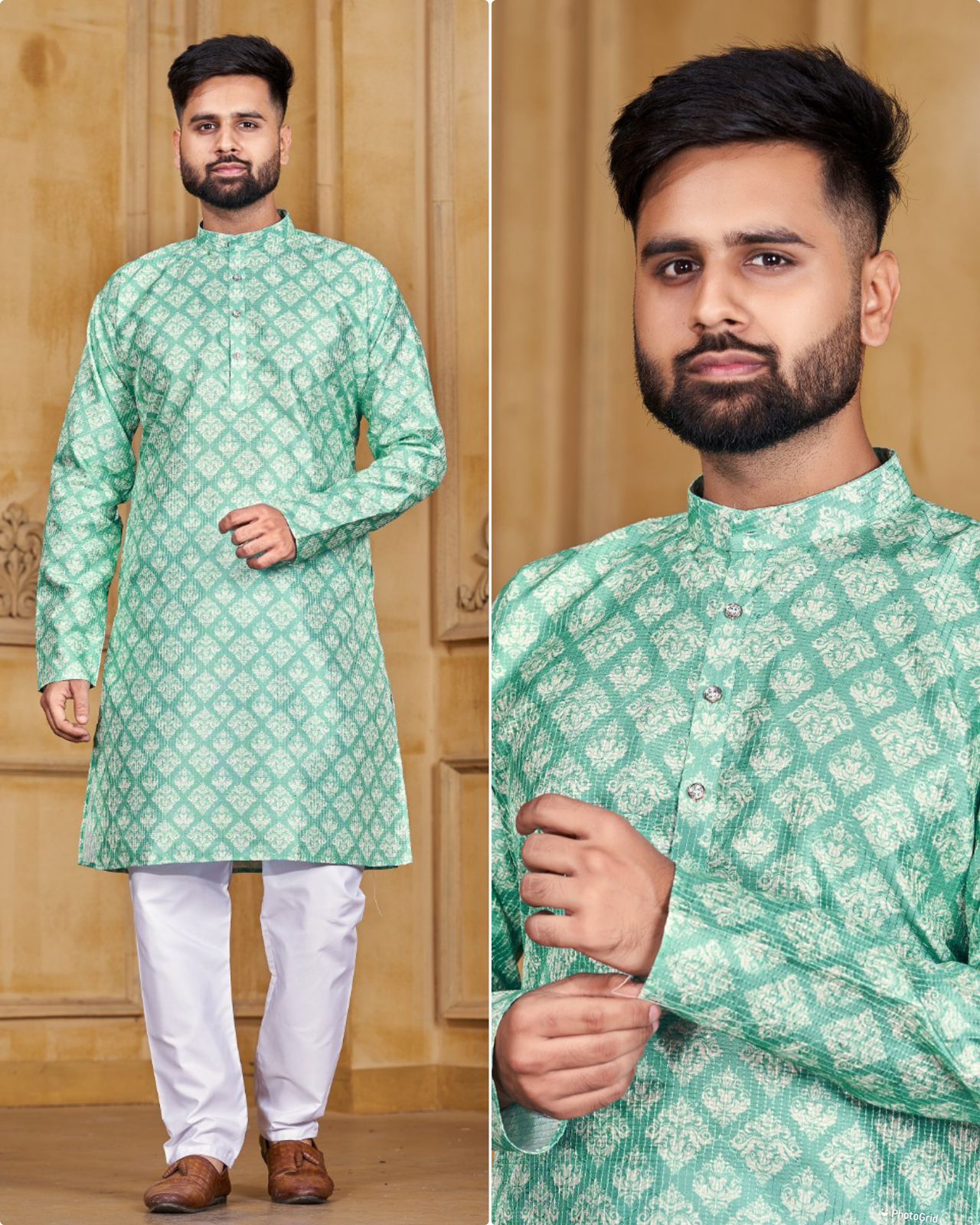 Manyavar Bluehills Banglori Silk Mens Kurta Pajama