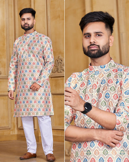 Manyavar Bluehills Banglori Silk Mens Kurta Pajama