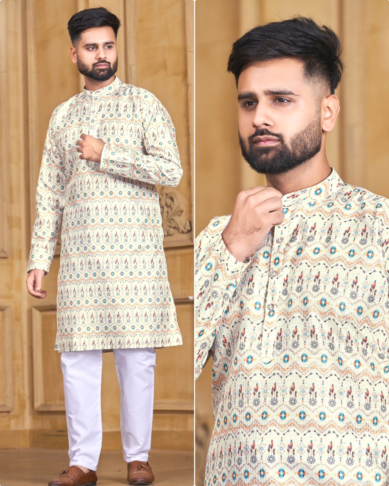 Manyavar Bluehills Banglori Silk Mens Kurta Pajama