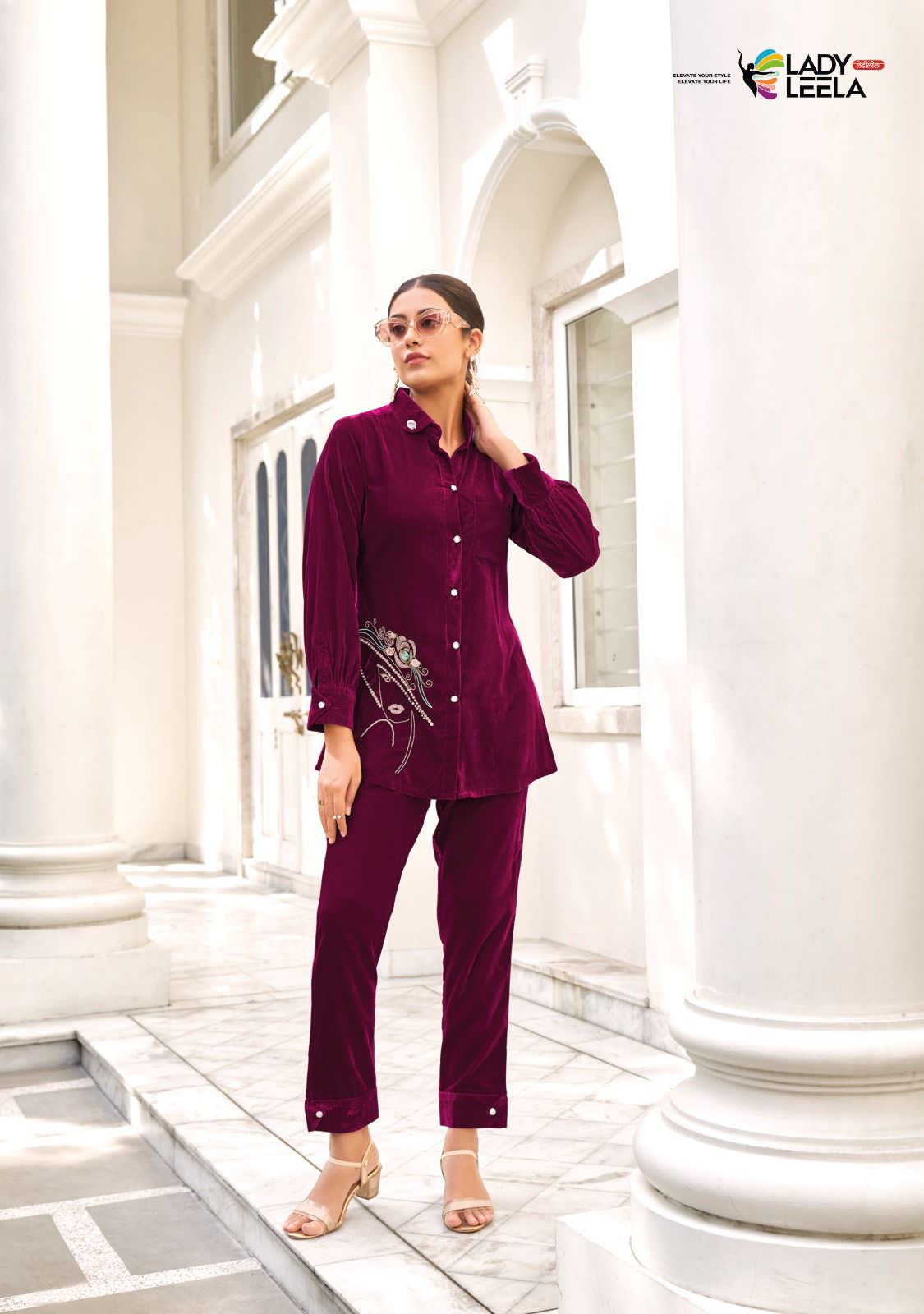 Marbles Vol Ladyleela Velvet Co Ord Set - Main Image