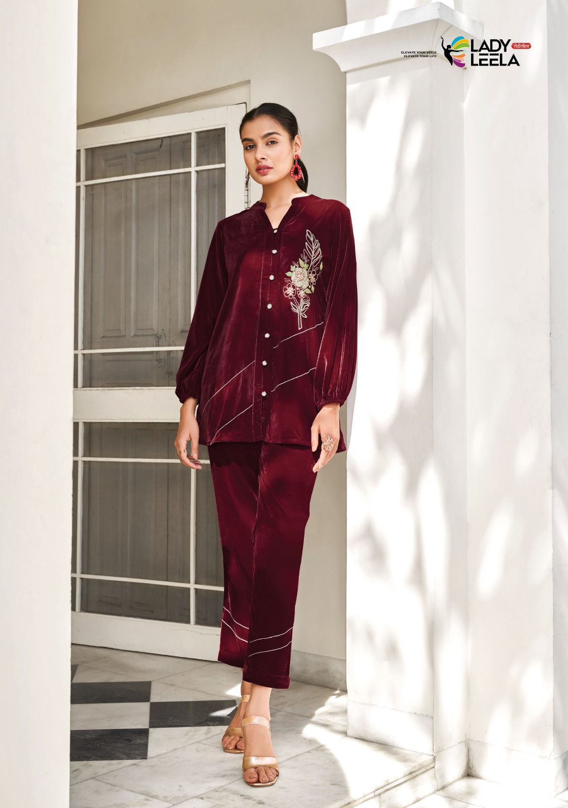 Marbles Vol Ladyleela Velvet Co Ord Set - Main Image