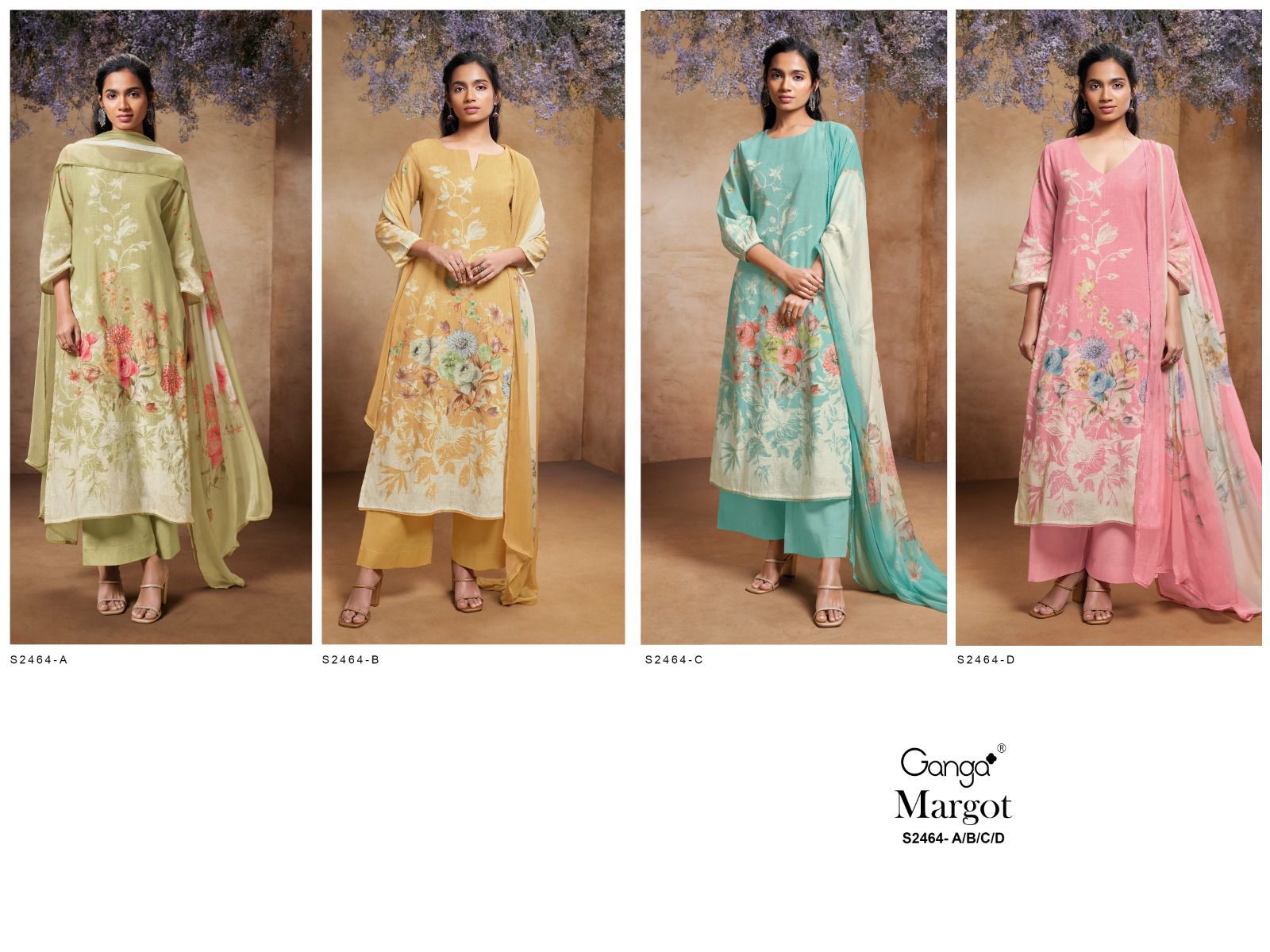 Margot 2464 Ganga Cotton Linen Plazzo Style Suits