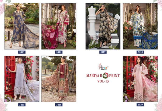Mariya B-M Print Vol 15 Shree Fabs Cotton Pakistani Patch Work Suits