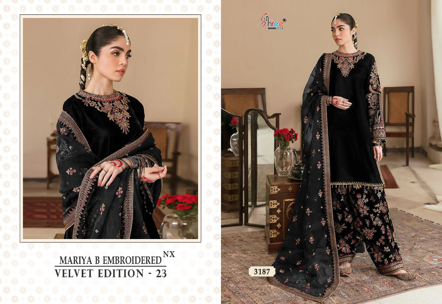 Mariya B Embroidered Nx Shree Fabs Velvet Suits