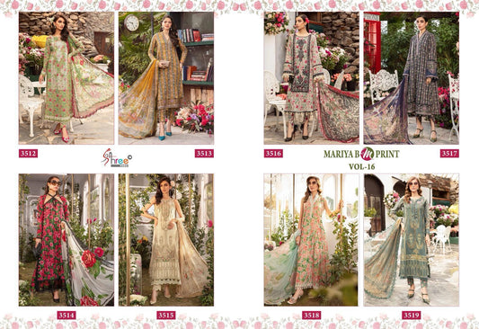 Mariya B M Print Vol 16 Shree Fabs Cotton Pakistani Patch Work Suits