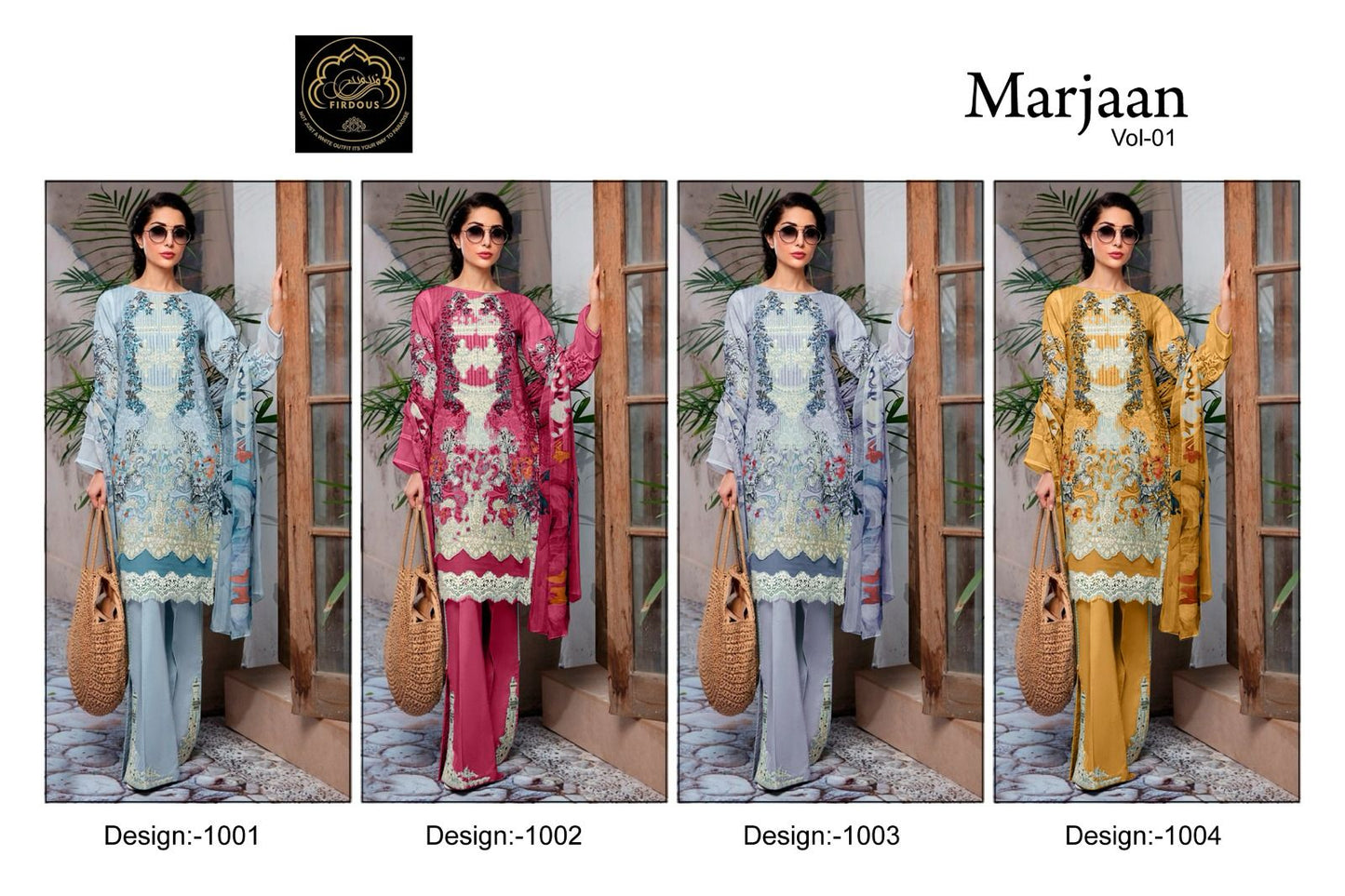 Marjaan Vol 1 Firdous Art Cotton Pakistani Patch Work Suits