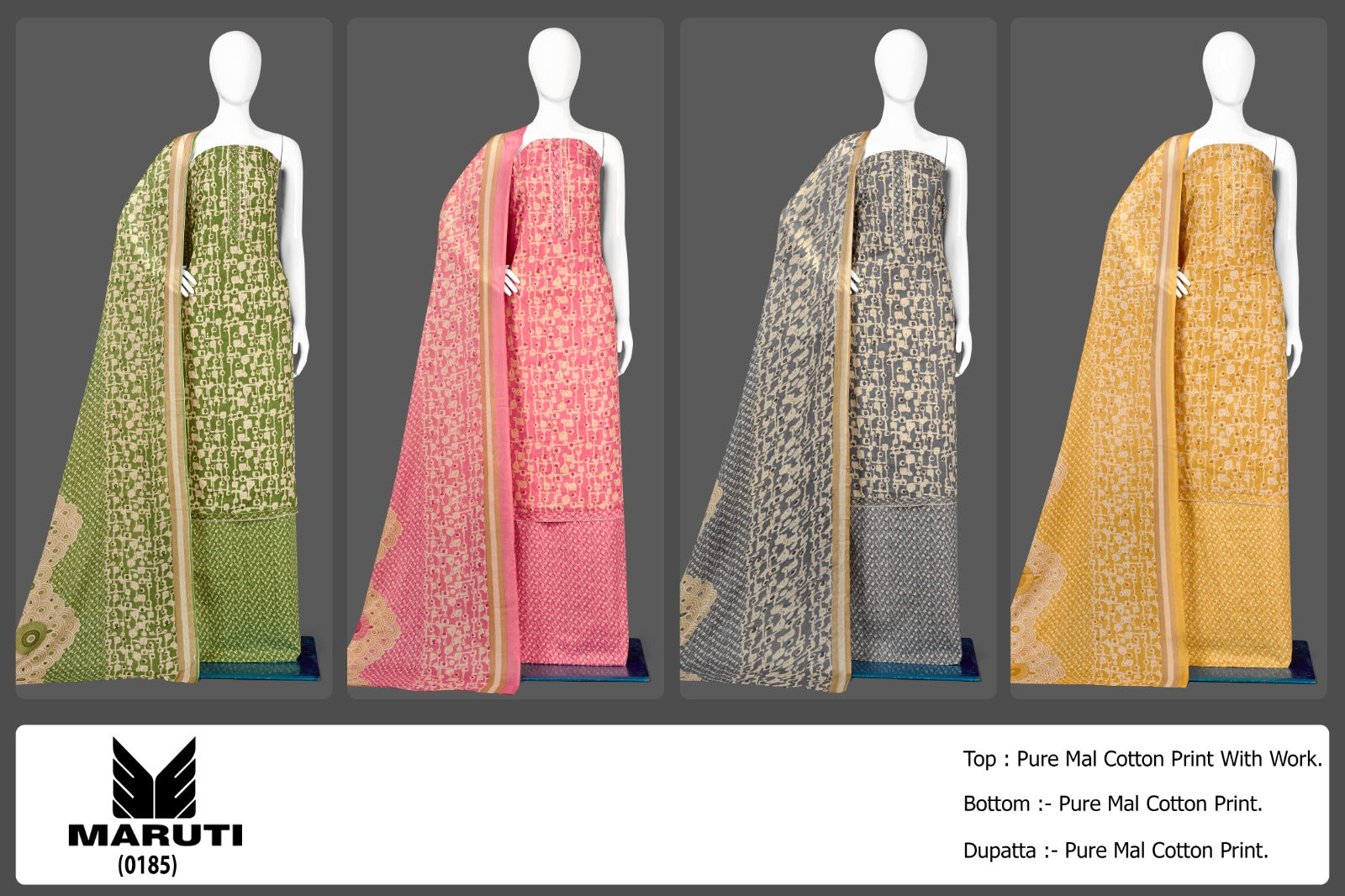 Maruti-185 Bipson Prints Mal Cotton Pant Style Suits