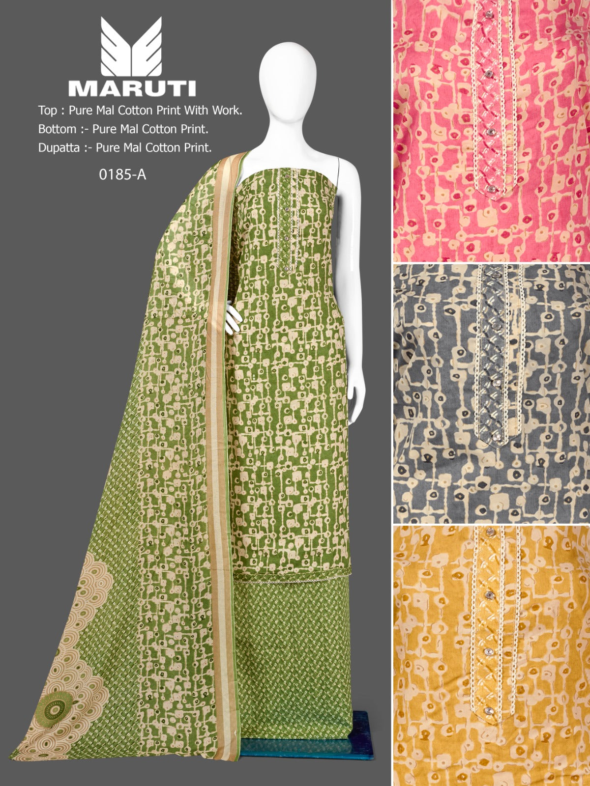 Maruti-185 Bipson Prints Mal Cotton Pant Style Suits