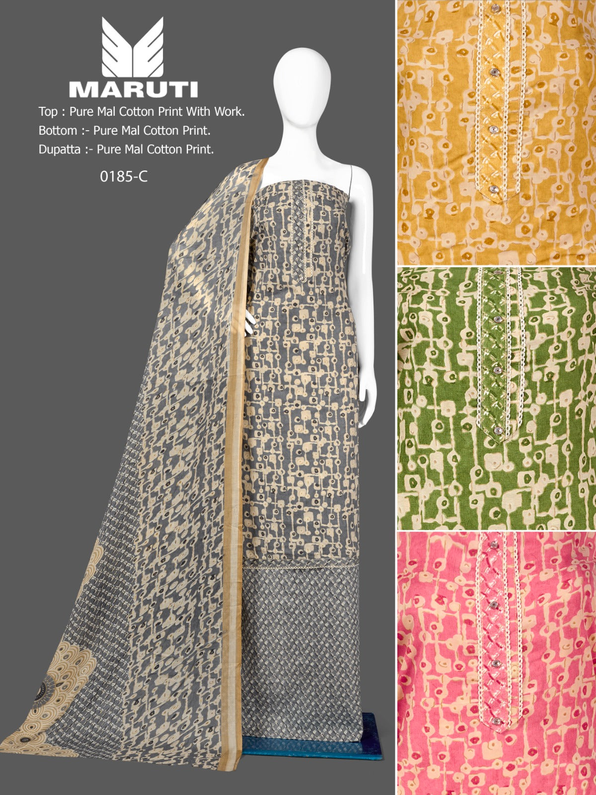 Maruti-185 Bipson Prints Mal Cotton Pant Style Suits