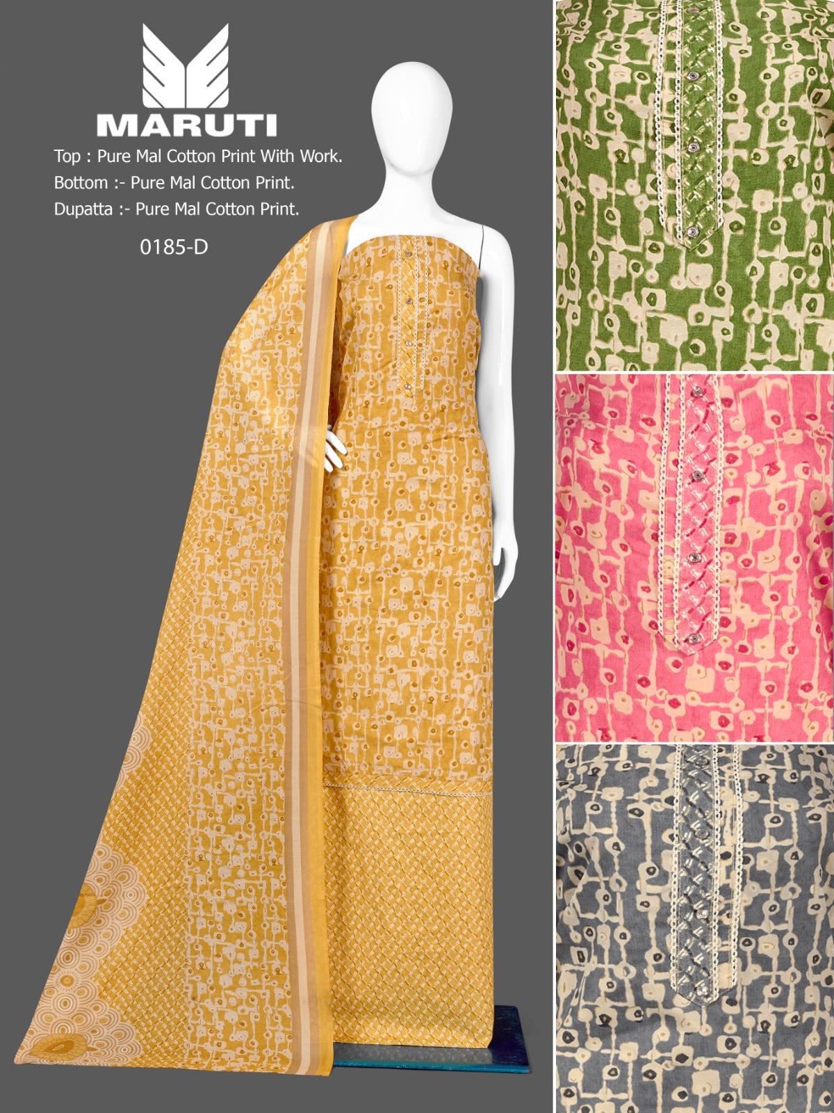 Maruti-185 Bipson Prints Mal Cotton Pant Style Suits