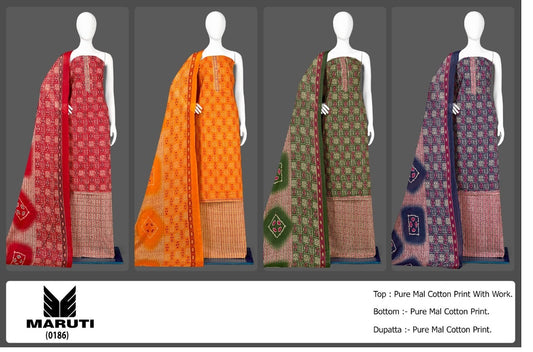 Maruti-186 Bipson Prints Mal Cotton Pant Style Suits