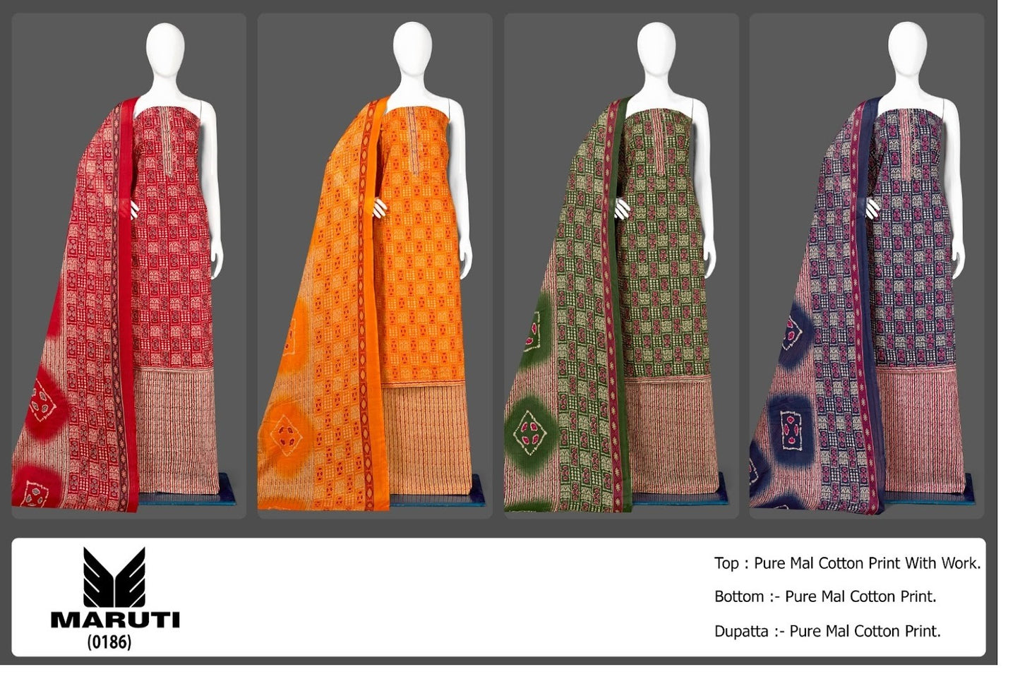 Maruti-186 Bipson Prints Mal Cotton Pant Style Suits