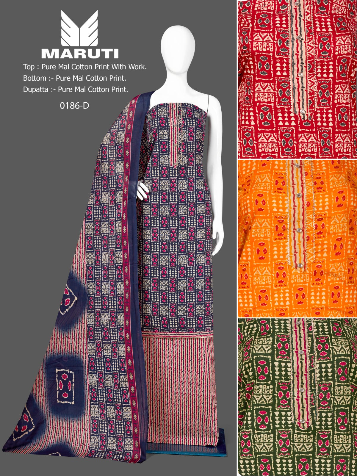 Maruti-186 Bipson Prints Mal Cotton Pant Style Suits