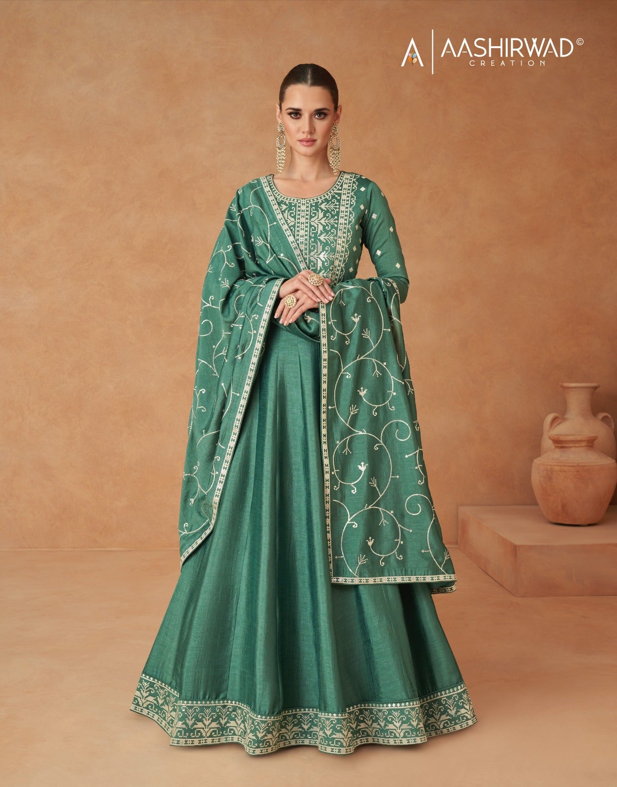Mastani Aashirwad Creation Silk Gown Dupatta Set