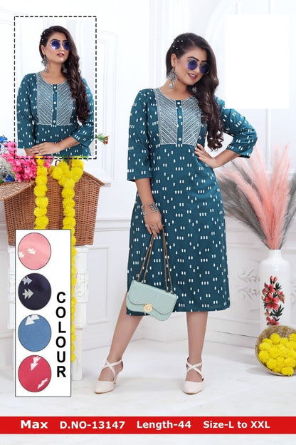 Max-A Zoya Rayon Knee Length Kurtis
