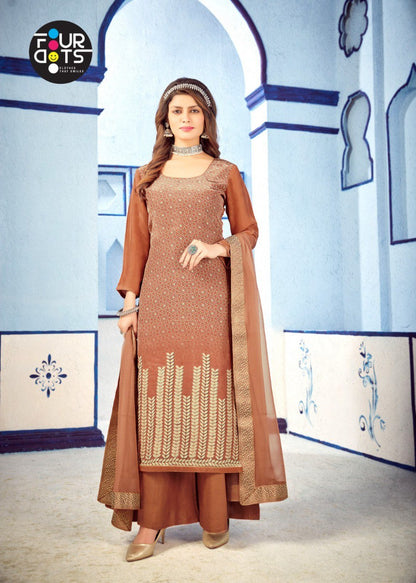 Mayra Four Dots Natural Crep Plazzo Style Suits