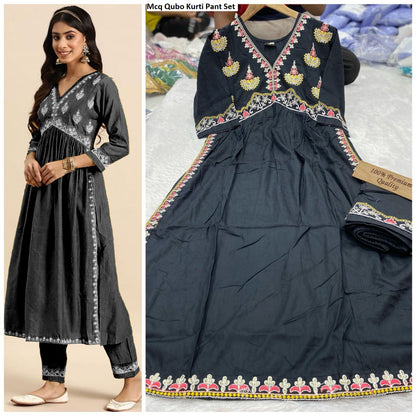 Mcq Qubo Rayon Cotton Kurti Pant Set