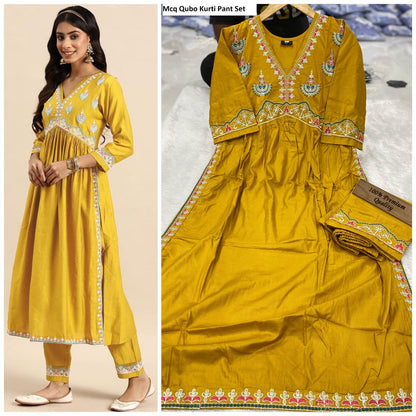Mcq Qubo Rayon Cotton Kurti Pant Set