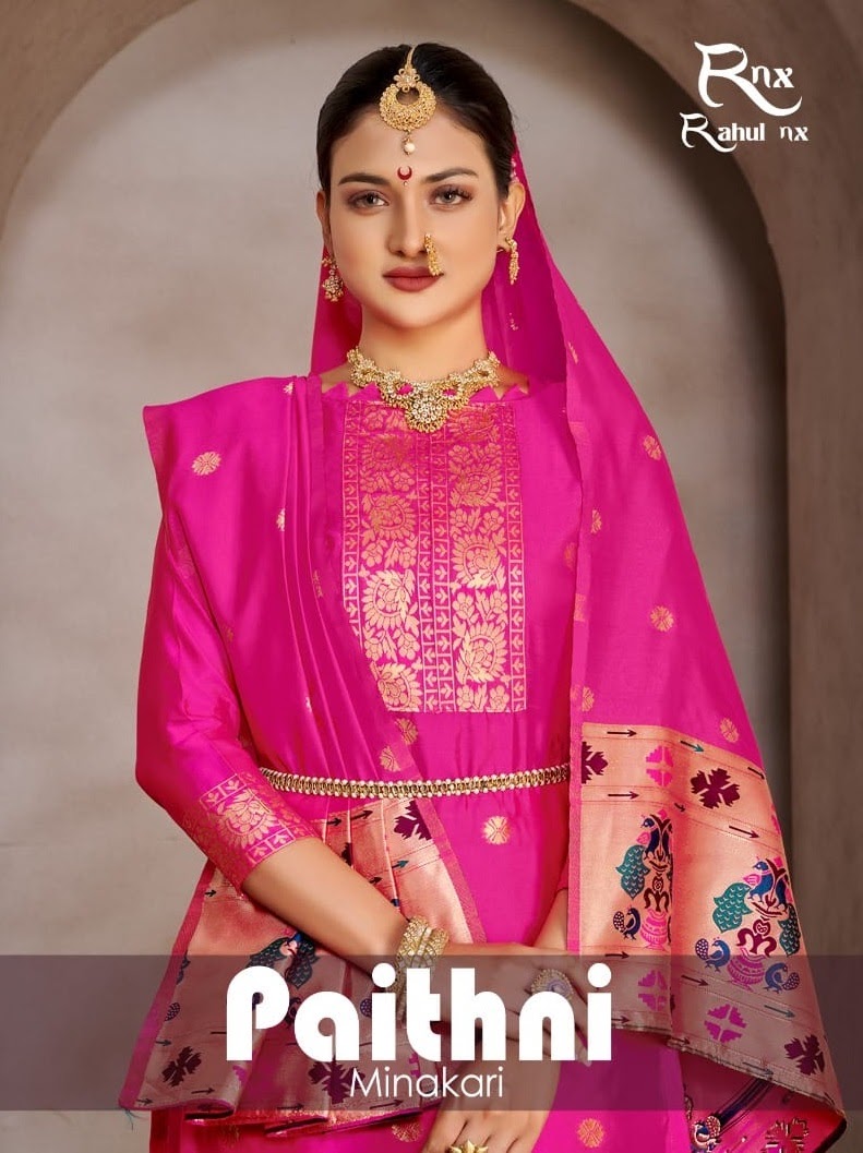 Women's pink Paithani Gown with golden border – WEAR COURAGE
