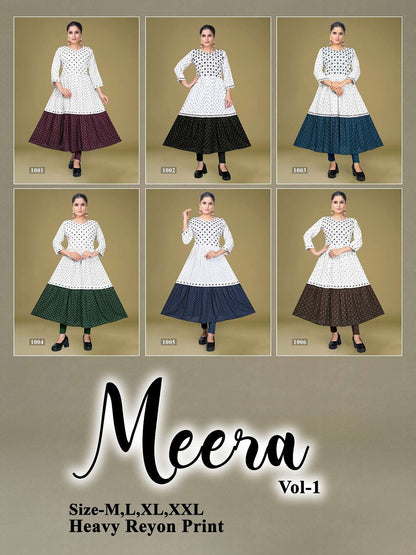 Meera Vol 1 Kavinay Rayon Anarkali Kurtis