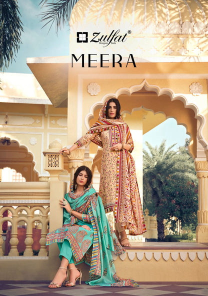 Meera Zulfat Designer Cotton Pant Style Suits