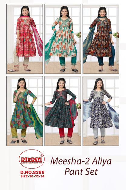 Meeshaa -2-8386 Dt Devi Muslin Girls Readymade Pant Suits