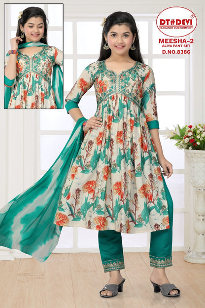 Meeshaa -2-8386 Dt Devi Muslin Girls Readymade Pant Suits