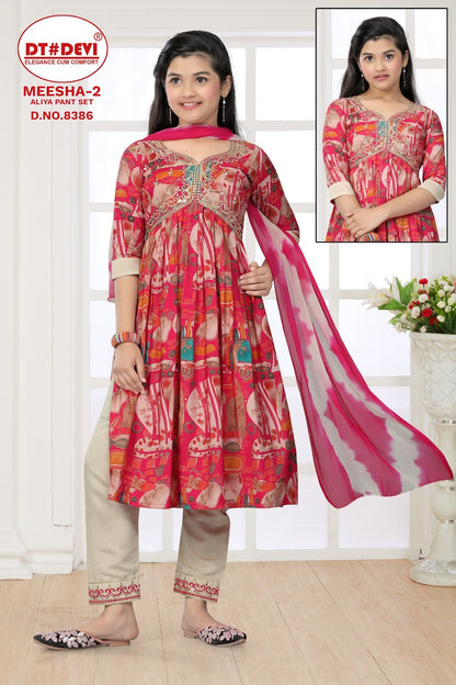 Meeshaa -2-8386 Dt Devi Muslin Girls Readymade Pant Suits