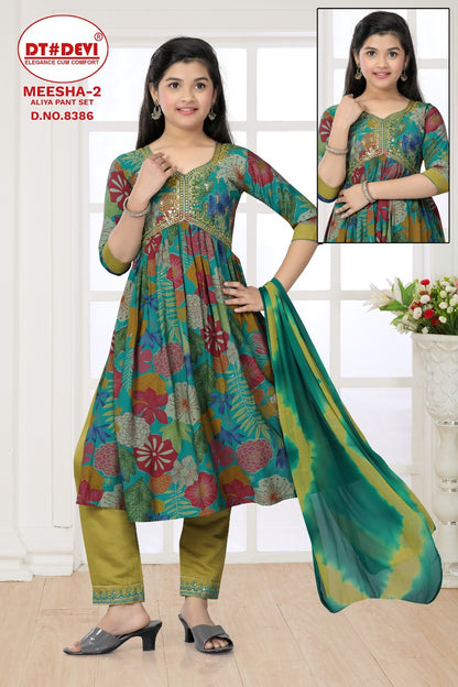 Meeshaa -2-8386 Dt Devi Muslin Girls Readymade Pant Suits