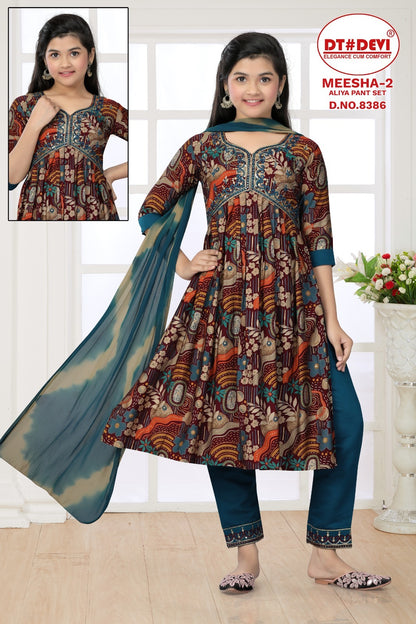 Meeshaa -2-8386 Dt Devi Muslin Girls Readymade Pant Suits