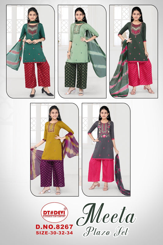 Meeta-8267 Dt Devi Rayon Girls Readymade Suits