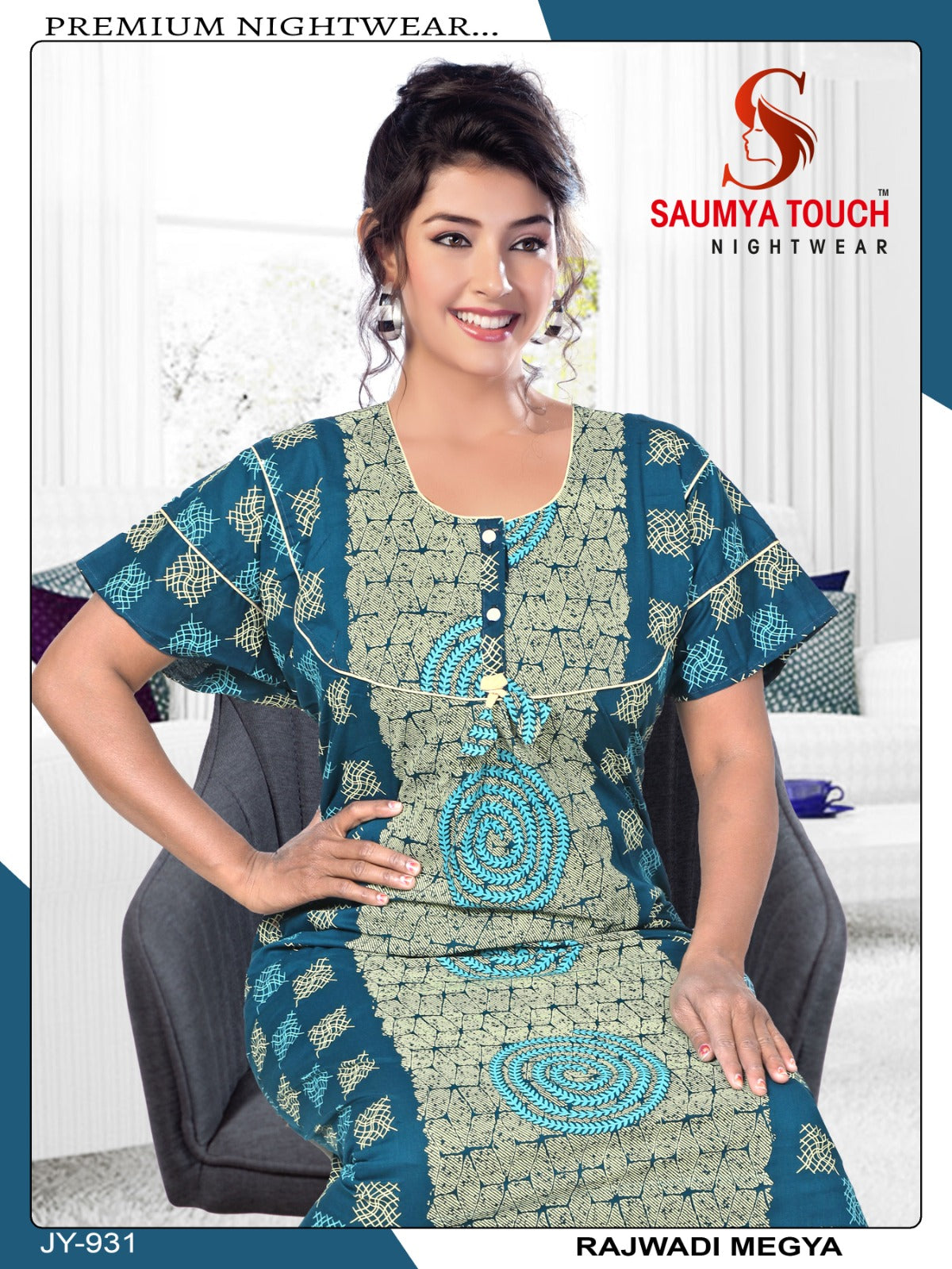 Megya-122023-B Saumya Touch Night Gowns