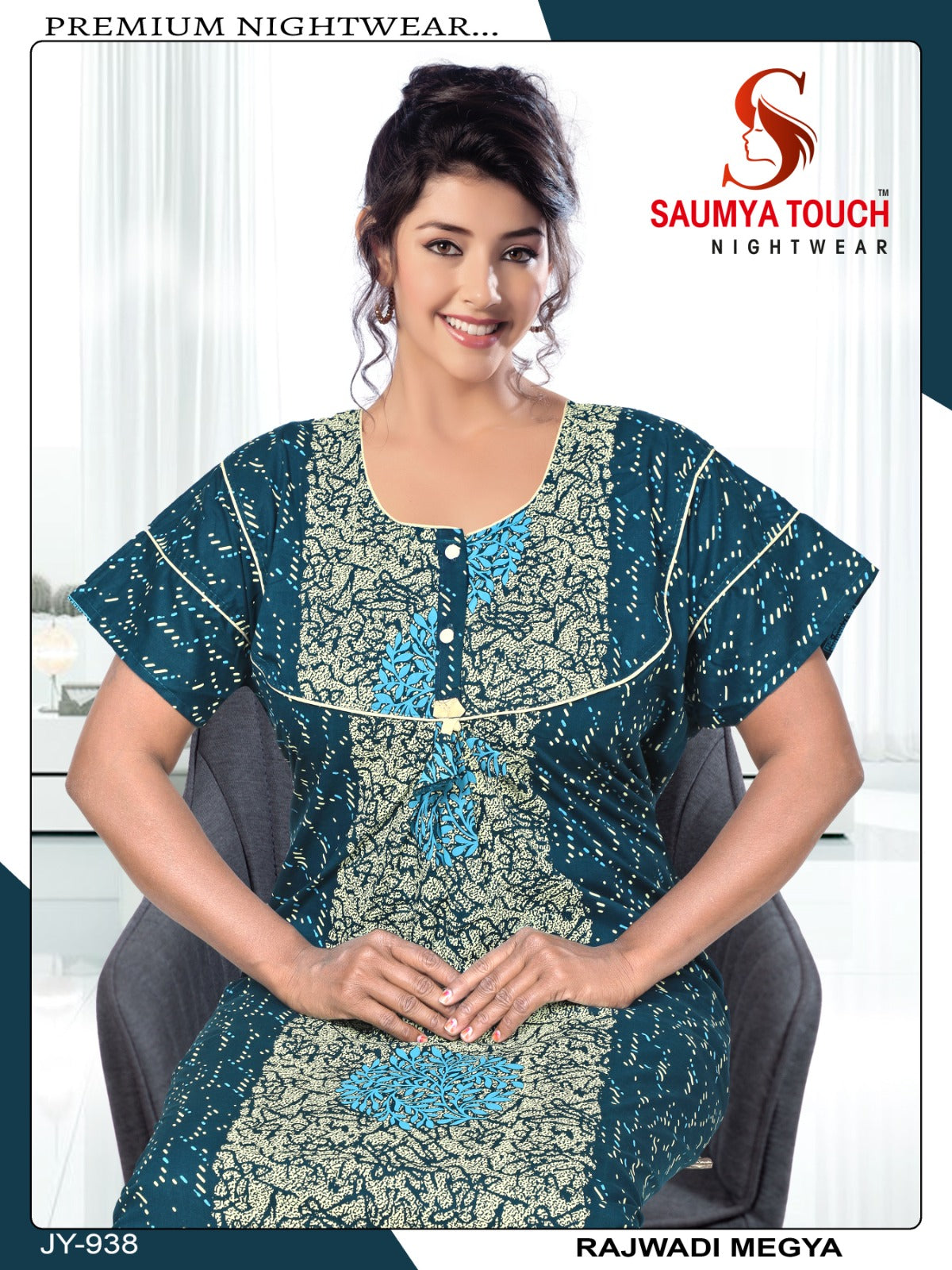 Megya-122023-B Saumya Touch Night Gowns