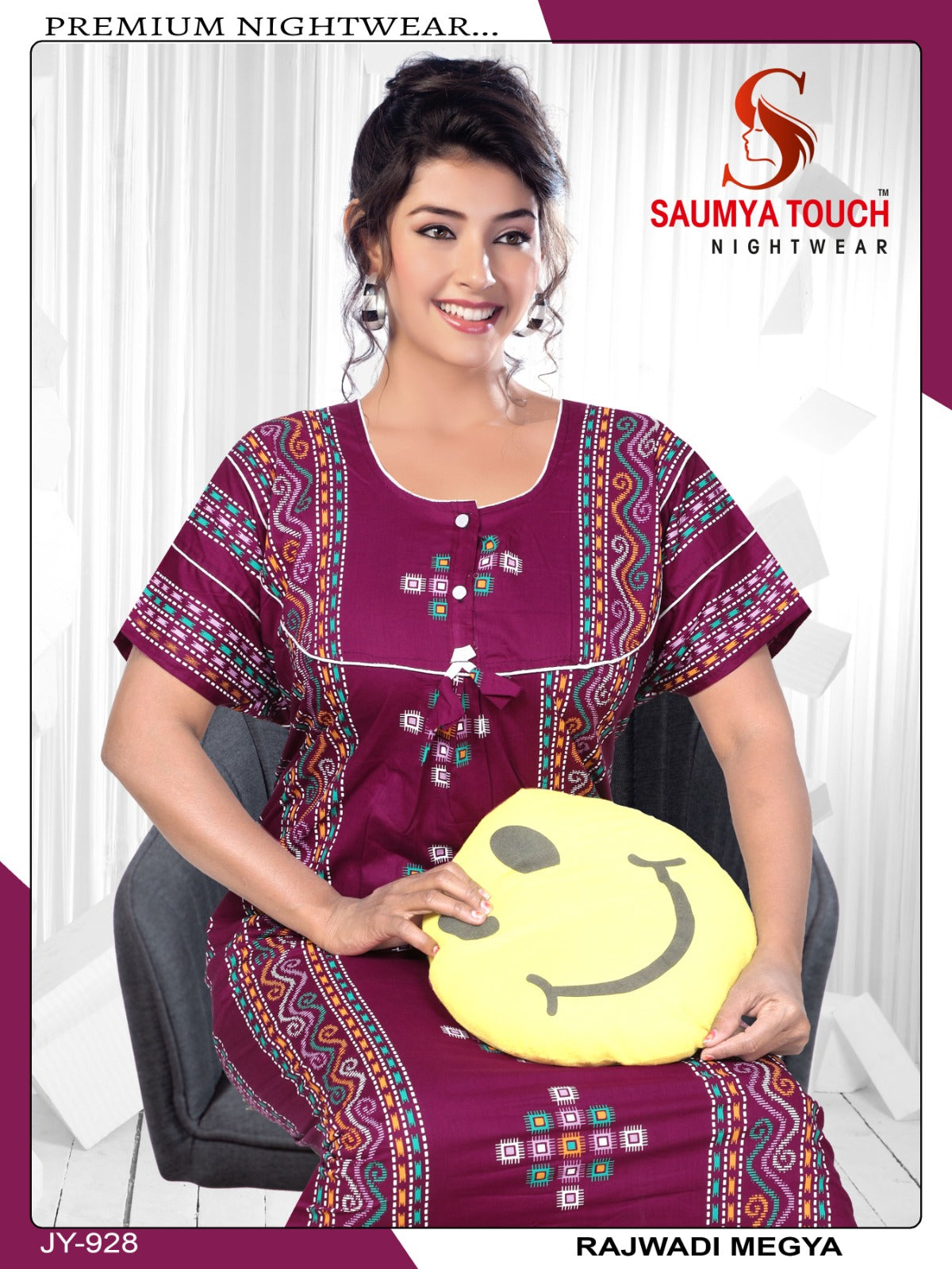 Megya-122023-B Saumya Touch Night Gowns