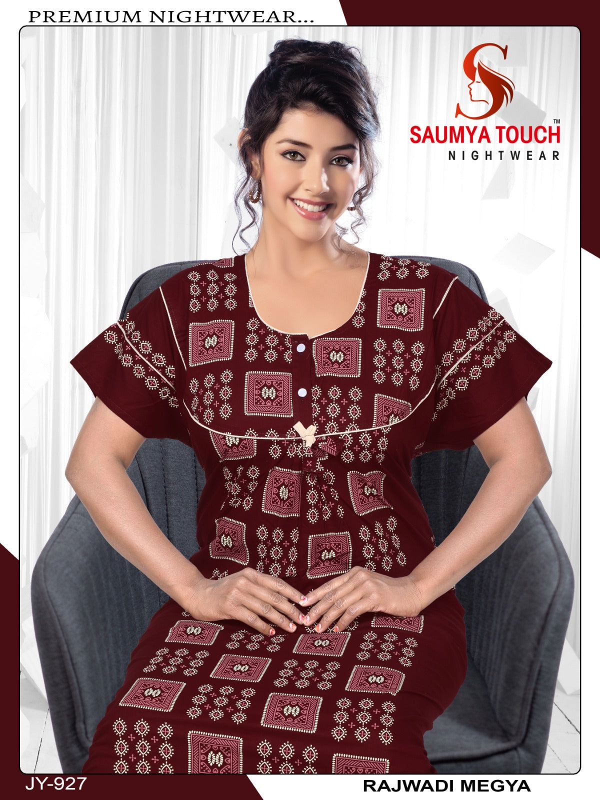 Megya-122023-B Saumya Touch Night Gowns