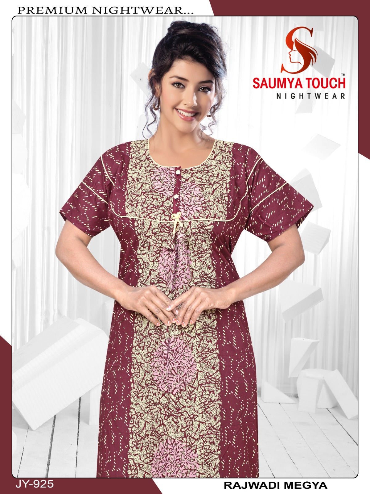 Megya-122023-B Saumya Touch Night Gowns