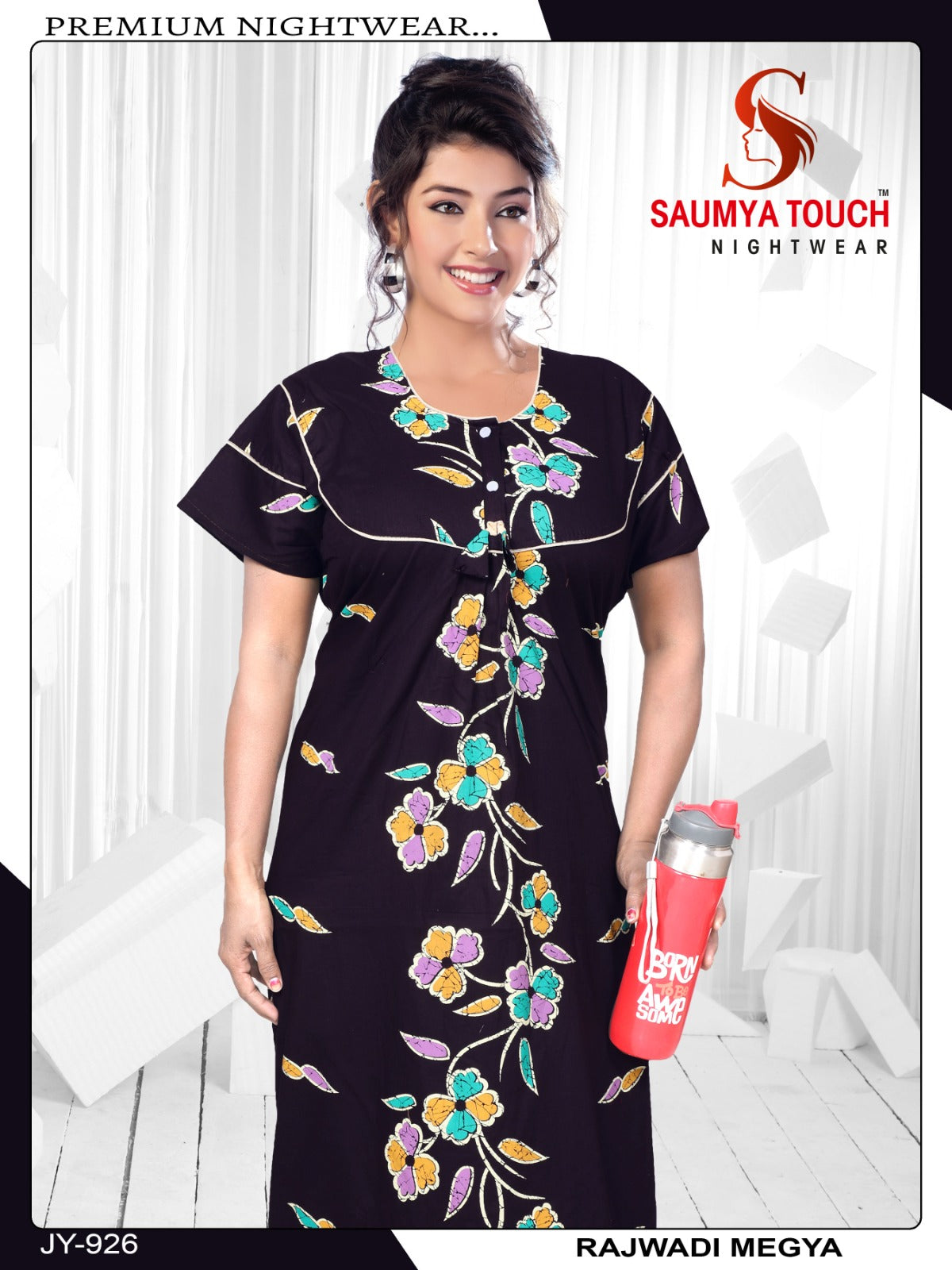 Megya-122023-B Saumya Touch Night Gowns