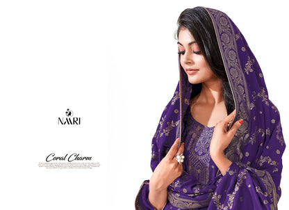 Mehar Vol 7 Naari Muslin Jacquard Pant Style Suits