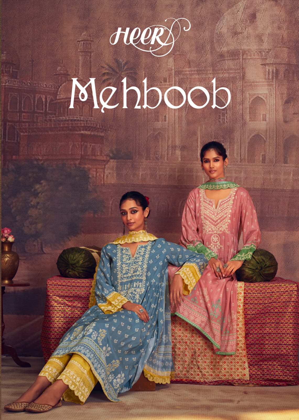 Mehboob Kimora Heer Muslin Plazzo Style Suits