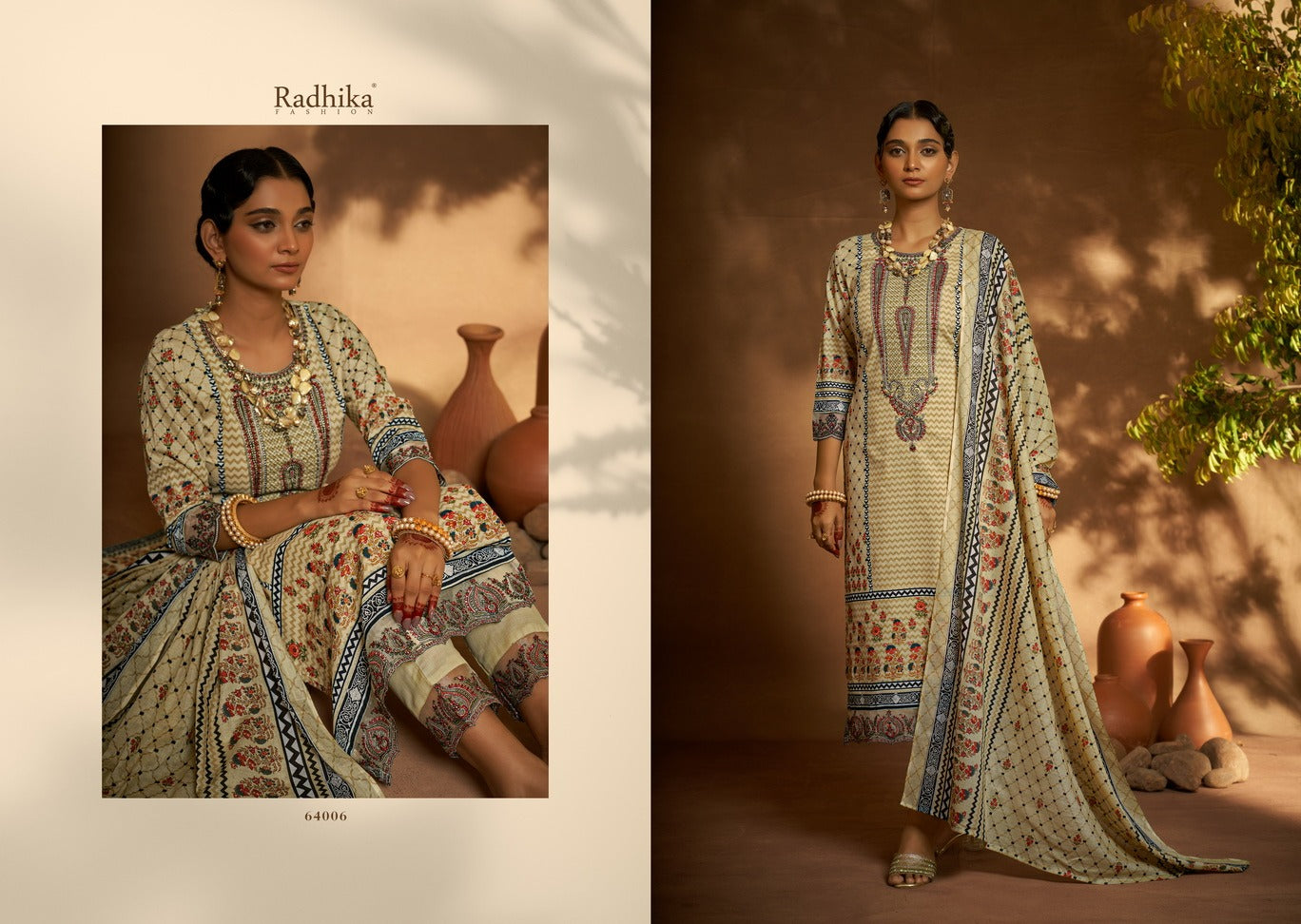 Mehndi Radhika Fashion Cambric Cotton Karachi Salwar Suits