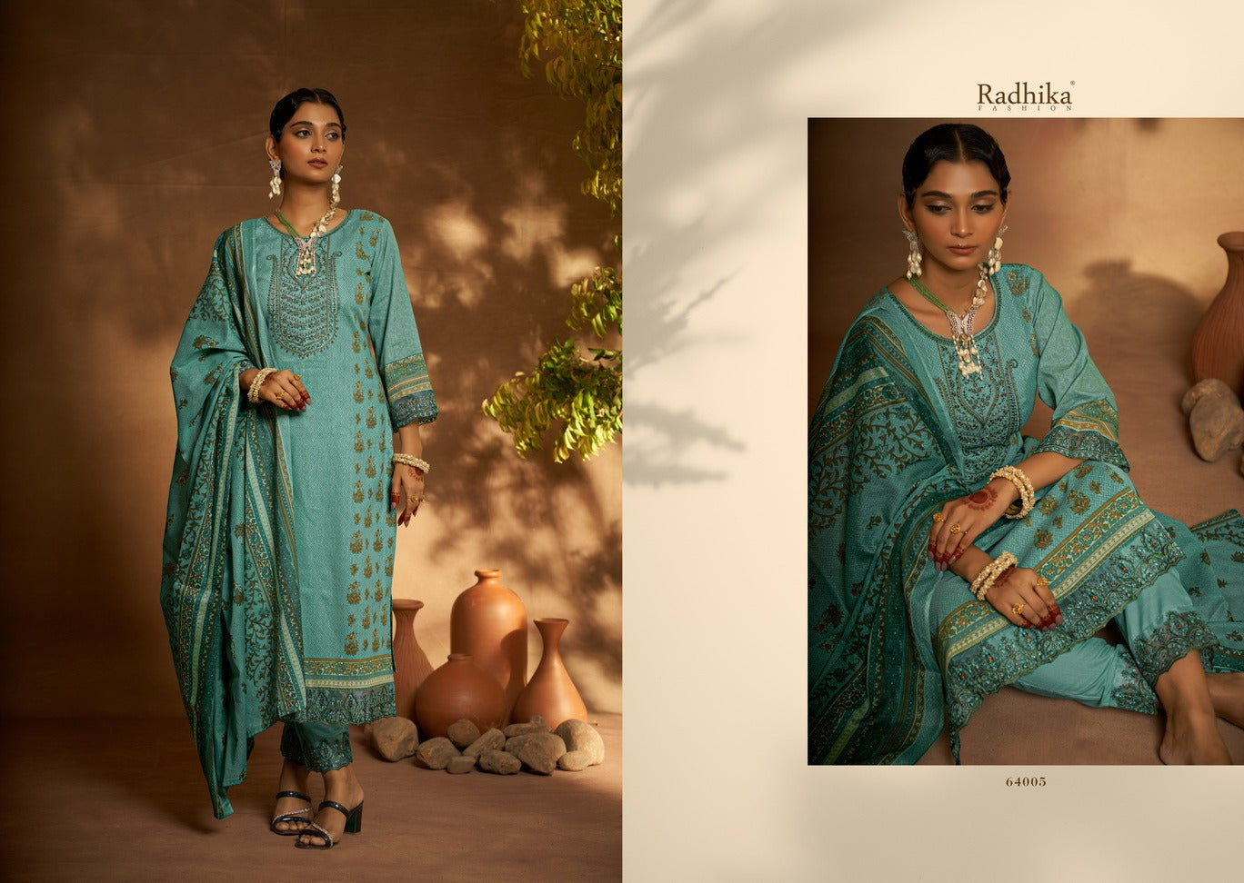 Mehndi Radhika Fashion Cambric Cotton Karachi Salwar Suits