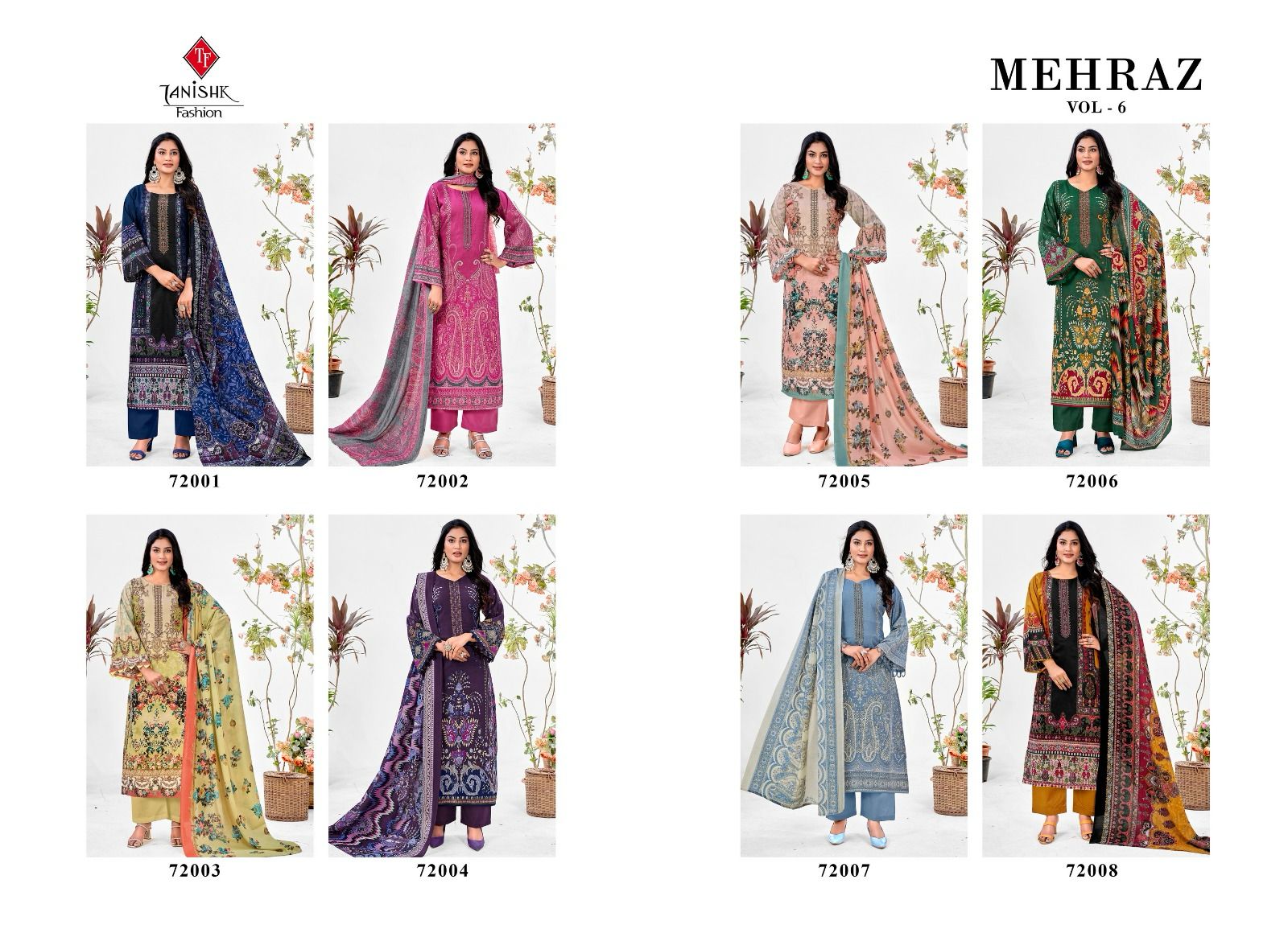 Mehraaz Vol 6 Tanishk Fashion Cambric Cotton Karachi Salwar Suits