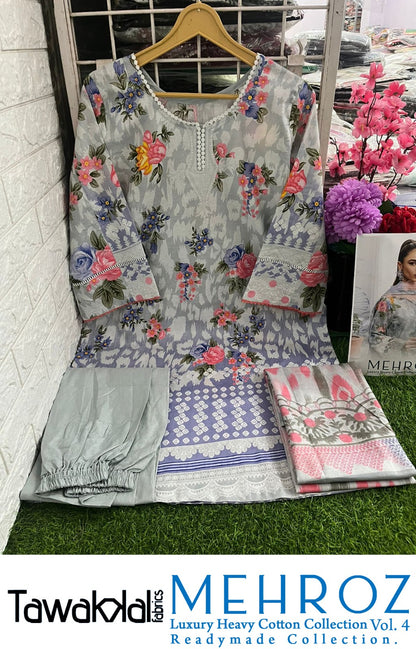 Mehroz Luxury Cotton Vol 4 Tawakkal Fabrics Pakistani Readymade Suits