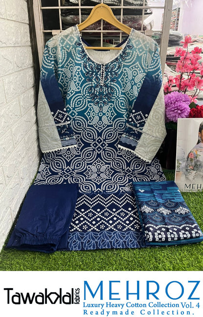 Mehroz Luxury Cotton Vol 4 Tawakkal Fabrics Pakistani Readymade Suits