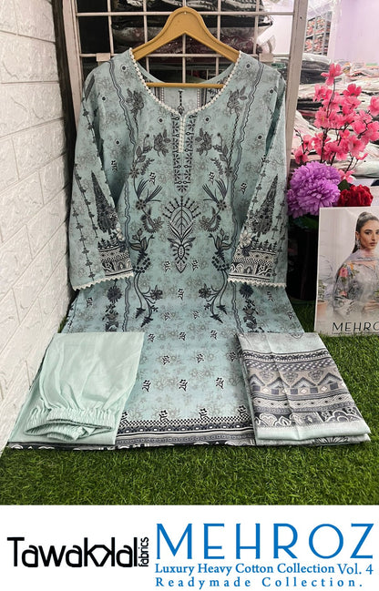 Mehroz Luxury Cotton Vol 4 Tawakkal Fabrics Pakistani Readymade Suits