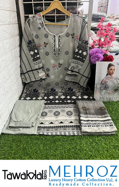 Mehroz Luxury Cotton Vol 4 Tawakkal Fabrics Pakistani Readymade Suits
