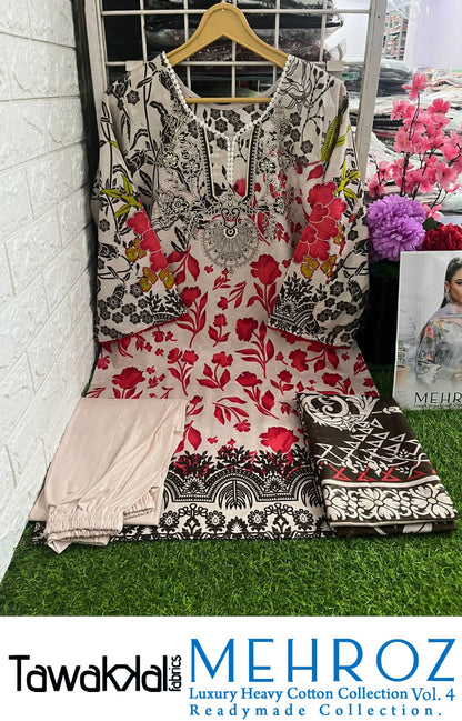 Mehroz Luxury Cotton Vol 4 Tawakkal Fabrics Pakistani Readymade Suits