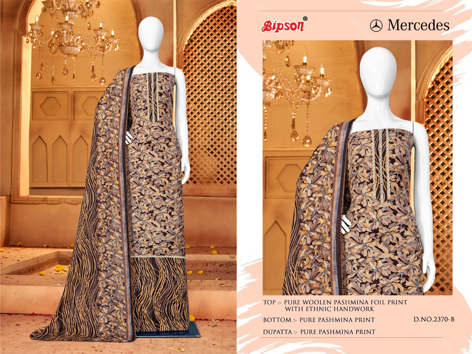 Mercedes 2370 Bipson Prints Woollen Pashmina Suits