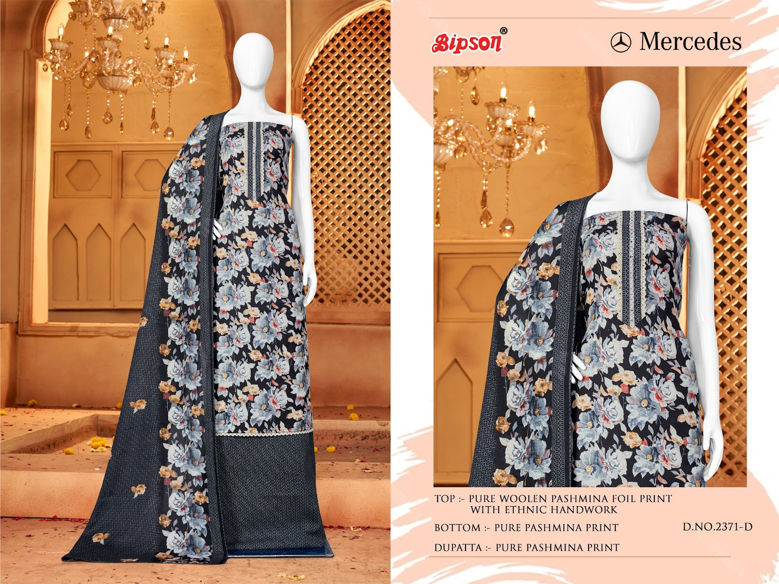 Mercedes 2371 Bipson Prints Woollen Pashmina Suits