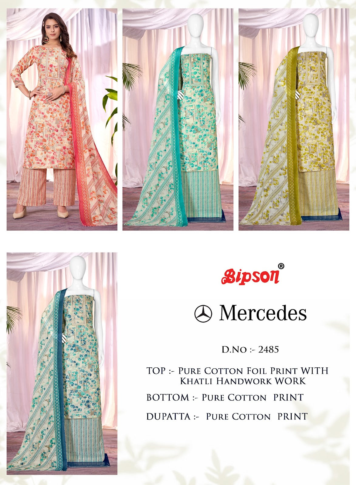 Mercedes 2485 Bipson Prints Cotton Pant Style Suits